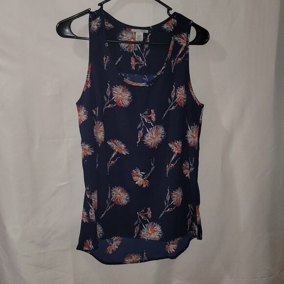 Halogen Women's Sleeveless Dark Blue Floral Tank Top, Size Small. - Picture 3 of 8